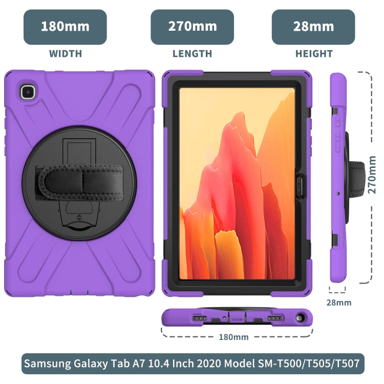 For Samsung Galaxy Tab A7 10.4 2020 T500 / T505 Shockproof Colorful Silicone + PC Protective Case with Holder & Shoulder Strap & Hand Strap(Purple) by bashfashion