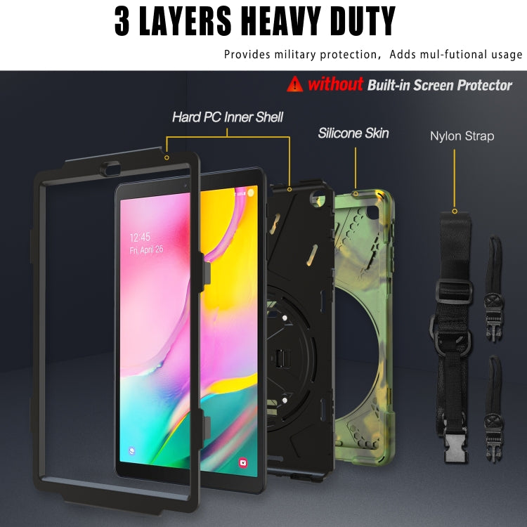 For Samsung Galaxy Tab A 10.1 (2019) T515 / T510 Shockproof Colorful Silicone + PC Protective Case with Holder & Shoulder Strap & Hand Strap(Camouflage) by bashfashion