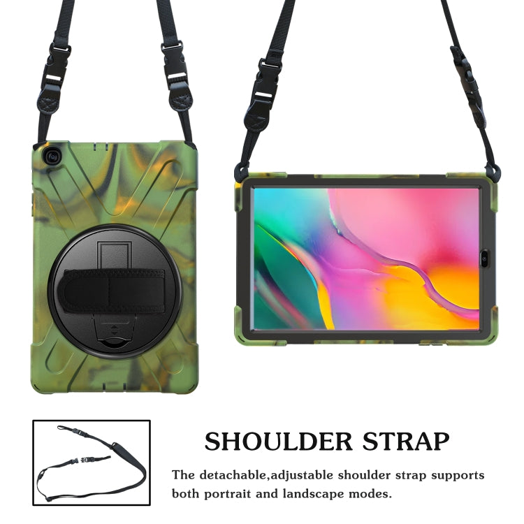 For Samsung Galaxy Tab A 10.1 (2019) T515 / T510 Shockproof Colorful Silicone + PC Protective Case with Holder & Shoulder Strap & Hand Strap(Camouflage) by bashfashion