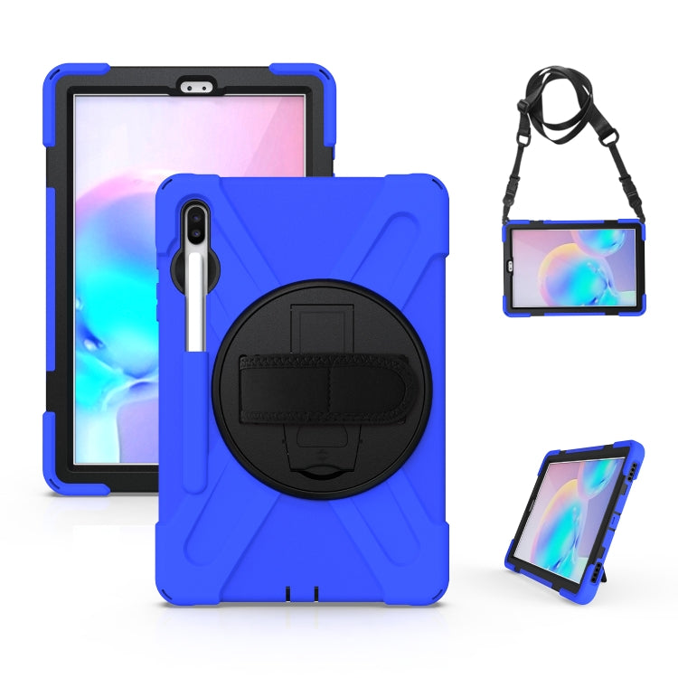 For Samsung Galaxy Tab S6 10.5 inch T860 / T865 Shockproof Colorful Silicone + PC Protective Case with Holder & Shoulder Strap & Hand Strap & Pen Slot(Blue) by bashfashion