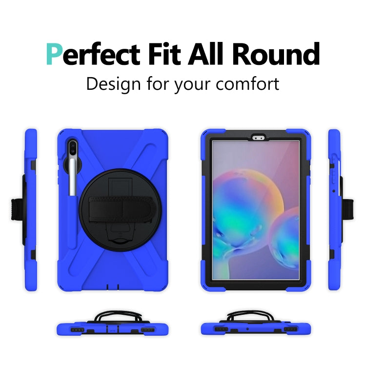 For Samsung Galaxy Tab S6 10.5 inch T860 / T865 Shockproof Colorful Silicone + PC Protective Case with Holder & Shoulder Strap & Hand Strap & Pen Slot(Blue) by bashfashion