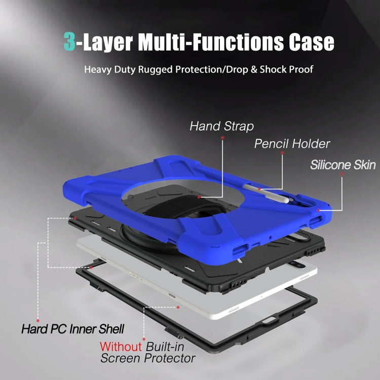 For Samsung Galaxy Tab S6 10.5 inch T860 / T865 Shockproof Colorful Silicone + PC Protective Case with Holder & Shoulder Strap & Hand Strap & Pen Slot(Blue) by bashfashion