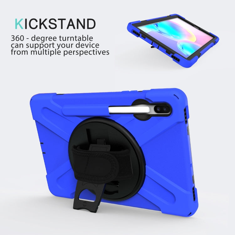 For Samsung Galaxy Tab S6 10.5 inch T860 / T865 Shockproof Colorful Silicone + PC Protective Case with Holder & Shoulder Strap & Hand Strap & Pen Slot(Blue) by bashfashion