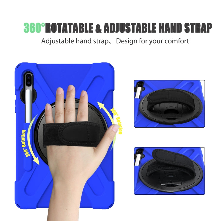 For Samsung Galaxy Tab S6 10.5 inch T860 / T865 Shockproof Colorful Silicone + PC Protective Case with Holder & Shoulder Strap & Hand Strap & Pen Slot(Blue) by bashfashion