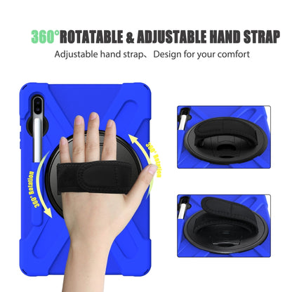For Samsung Galaxy Tab S6 10.5 inch T860 / T865 Shockproof Colorful Silicone + PC Protective Case with Holder & Shoulder Strap & Hand Strap & Pen Slot(Blue) by bashfashion