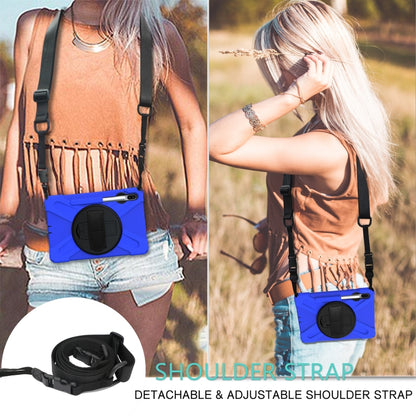 For Samsung Galaxy Tab S6 10.5 inch T860 / T865 Shockproof Colorful Silicone + PC Protective Case with Holder & Shoulder Strap & Hand Strap & Pen Slot(Blue) by bashfashion