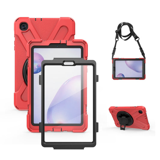 For Samsung Galaxy Tab A 8.4 2020 T307U Shockproof Colorful Silicone + PC Protective Case with Holder & Shoulder Strap & Hand Strap & Screen Protector(Red) by bashfashion