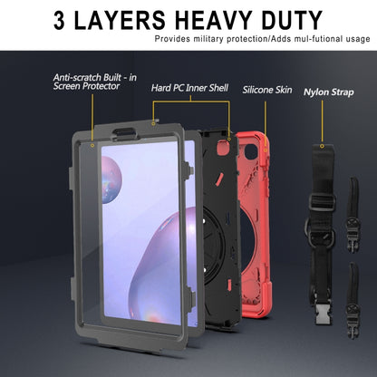 For Samsung Galaxy Tab A 8.4 2020 T307U Shockproof Colorful Silicone + PC Protective Case with Holder & Shoulder Strap & Hand Strap & Screen Protector(Red) by bashfashion