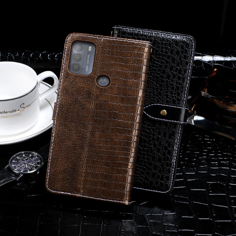 For Motorola Moto G50 idewei Crocodile Texture Horizontal Flip Leather Case with Holder & Card Slots & Wallet(Black) by idewei