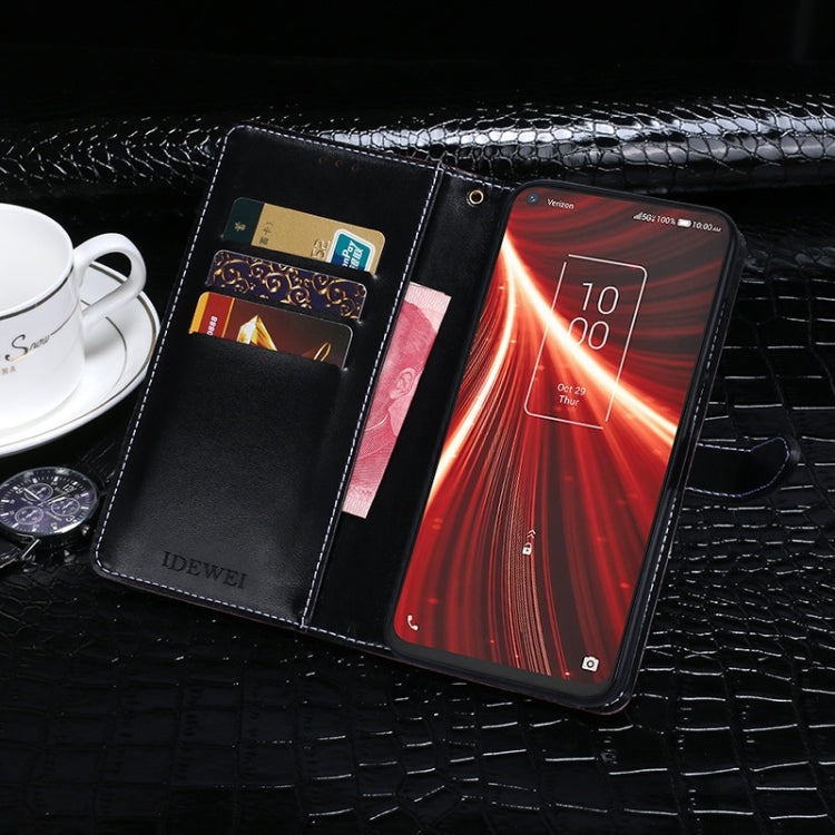 For TCL 10 5G UW idewei Crocodile Texture Horizontal Flip Leather Case with Holder & Card Slots & Wallet(Black) by idewei