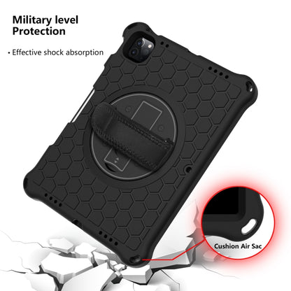 For iPad Pro 11 2022 / 2021 / 2020 / 2018 360 Degree Rotation Honeycomb Shockproof Silicone PC Protective Tablet Case with Holder & Shoulder Strap & Hand Strap(Black) by bashfashion