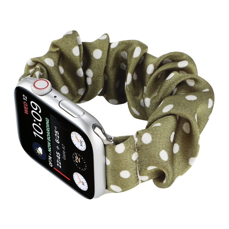 Dots Hair Ring Cloth Watch Band For Apple Watch Ultra 49mm&Watch Ultra 2 49mm / Series 9&8&7 45mm / SE 3&SE 2&6&SE&5&4 44mm / 3&2&1 42mm(Green) by bashfashion