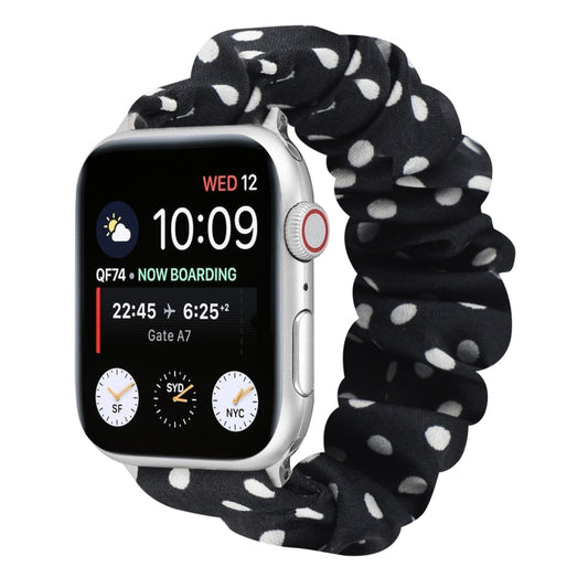 Dots Hair Ring Cloth Watch Band For Apple Watch Ultra 49mm&Watch Ultra 2 49mm / Series 9&8&7 45mm / SE 3&SE 2&6&SE&5&4 44mm / 3&2&1 42mm(Black) by bashfashion