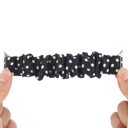 Dots Hair Ring Cloth Watch Band For Apple Watch Ultra 49mm&Watch Ultra 2 49mm / Series 9&8&7 45mm / SE 3&SE 2&6&SE&5&4 44mm / 3&2&1 42mm(Black) by bashfashion