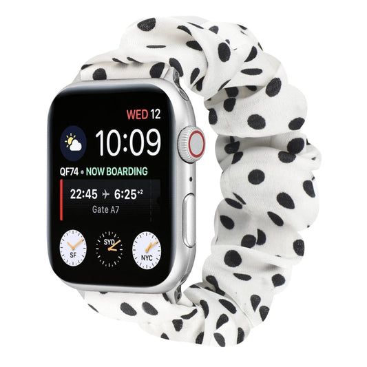 Dots Hair Ring Cloth Watch Band For Apple Watch Ultra 49mm&Watch Ultra 2 49mm / Series 9&8&7 45mm / SE 3&SE 2&6&SE&5&4 44mm / 3&2&1 42mm(White) by bashfashion