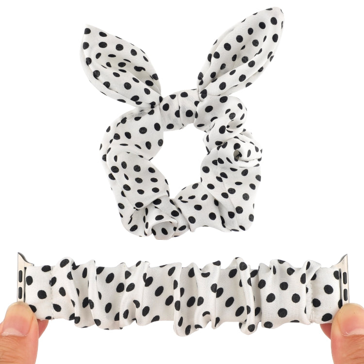 Dots Hair Ring Cloth Watch Band For Apple Watch Ultra 49mm&Watch Ultra 2 49mm / Series 9&8&7 45mm / SE 3&SE 2&6&SE&5&4 44mm / 3&2&1 42mm(White) by bashfashion