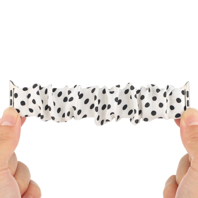Dots Hair Ring Cloth Watch Band For Apple Watch Ultra 49mm&Watch Ultra 2 49mm / Series 9&8&7 45mm / SE 3&SE 2&6&SE&5&4 44mm / 3&2&1 42mm(White) by bashfashion