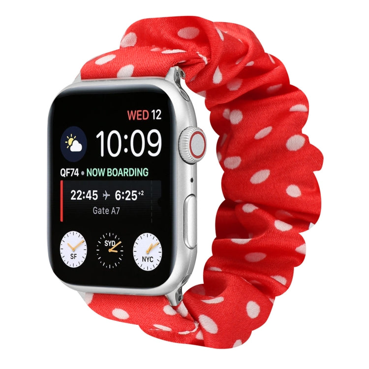 Dots Hair Ring Cloth Watch Band For Apple Watch Ultra 49mm&Watch Ultra 2 49mm / Series 9&8&7 45mm / SE 3&SE 2&6&SE&5&4 44mm / 3&2&1 42mm(Red) by bashfashion