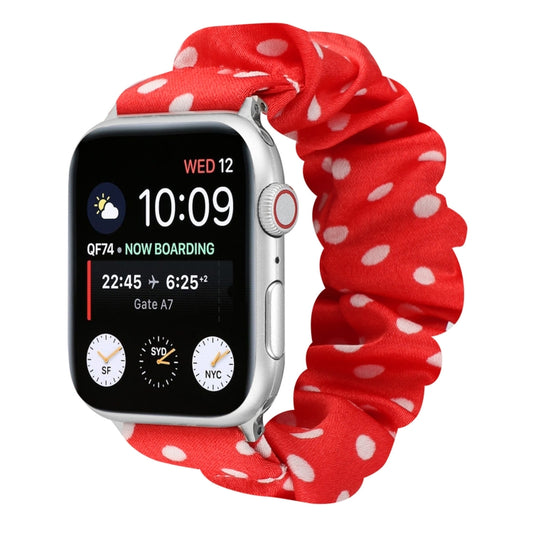 Dots Hair Ring Cloth Watch Band For Apple Watch Ultra 49mm&Watch Ultra 2 49mm / Series 9&8&7 45mm / SE 3&SE 2&6&SE&5&4 44mm / 3&2&1 42mm(Red) by bashfashion