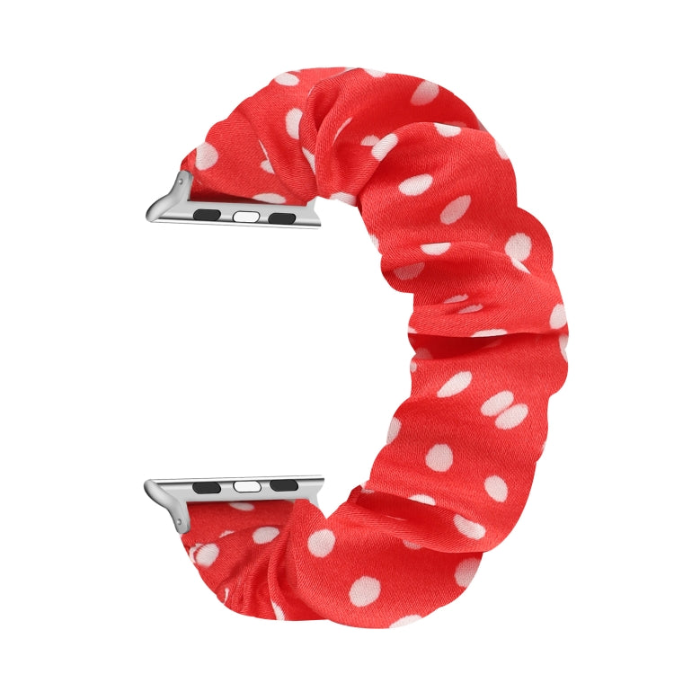 Dots Hair Ring Cloth Watch Band For Apple Watch Ultra 49mm&Watch Ultra 2 49mm / Series 9&8&7 45mm / SE 3&SE 2&6&SE&5&4 44mm / 3&2&1 42mm(Red) by bashfashion