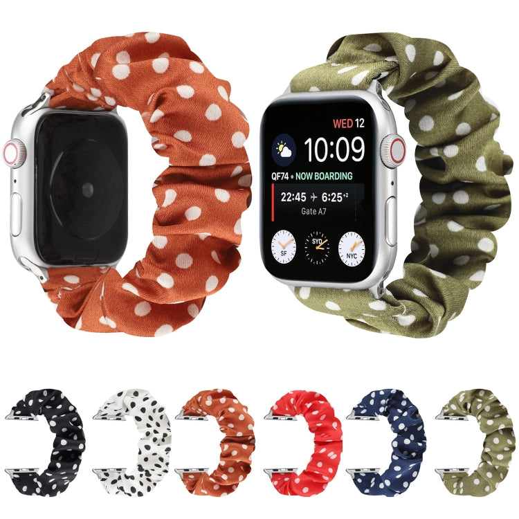 Dots Hair Ring Cloth Watch Band For Apple Watch Ultra 49mm&Watch Ultra 2 49mm / Series 9&8&7 45mm / SE 3&SE 2&6&SE&5&4 44mm / 3&2&1 42mm(Green) by bashfashion
