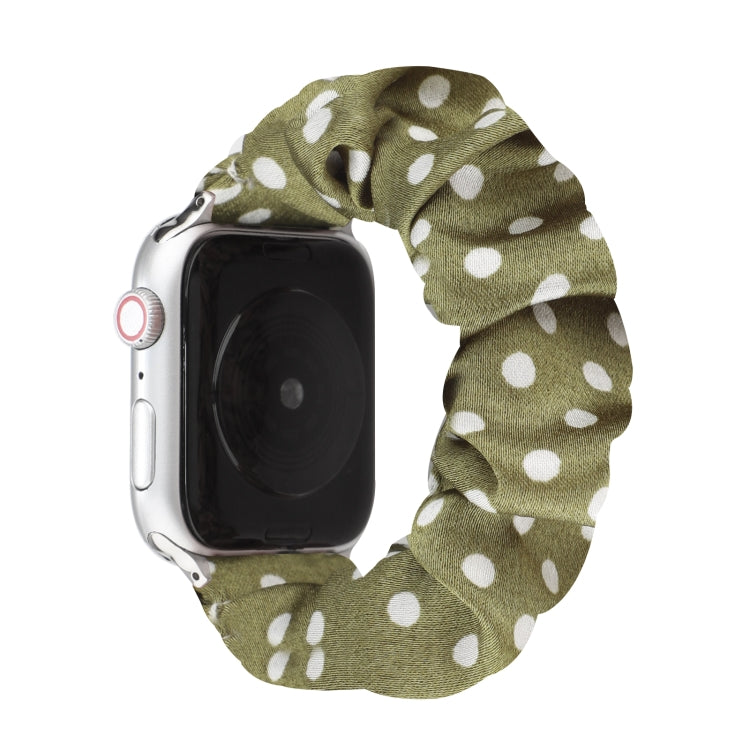 Dots Hair Ring Cloth Watch Band For Apple Watch Series 9&8&7 41mm / SE 3&SE 2&6&SE&5&4 40mm / 3&2&1 38mm(Green) by bashfashion