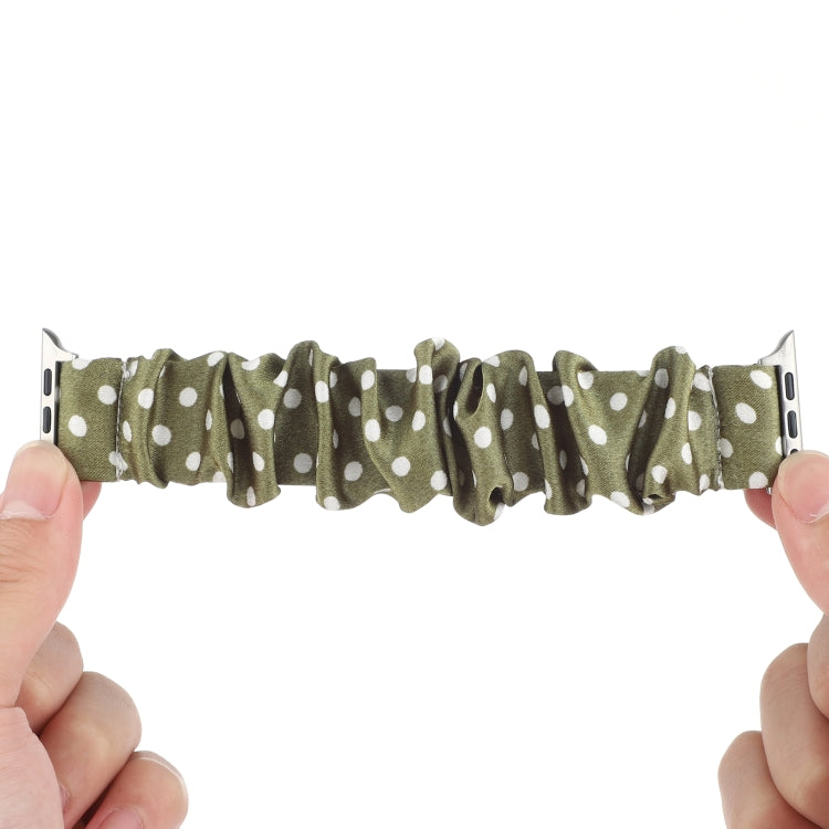 Dots Hair Ring Cloth Watch Band For Apple Watch Series 9&8&7 41mm / SE 3&SE 2&6&SE&5&4 40mm / 3&2&1 38mm(Green) by bashfashion