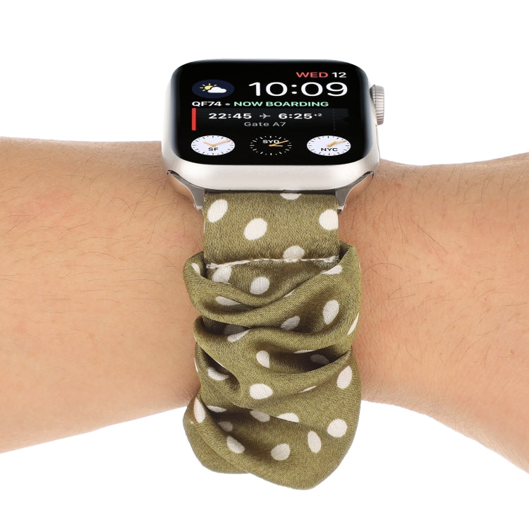 Dots Hair Ring Cloth Watch Band For Apple Watch Series 9&8&7 41mm / SE 3&SE 2&6&SE&5&4 40mm / 3&2&1 38mm(Green) by bashfashion