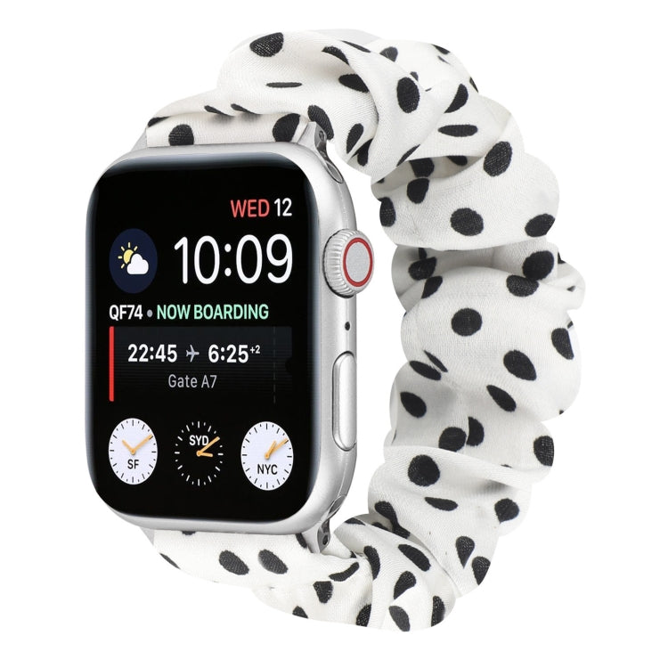 Dots Hair Ring Cloth Watch Band For Apple Watch Series 9&8&7 41mm / SE 3&SE 2&6&SE&5&4 40mm / 3&2&1 38mm(White) by bashfashion