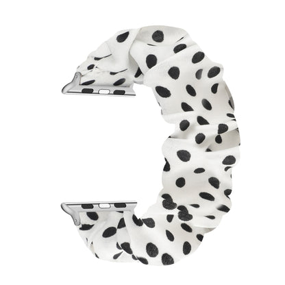 Dots Hair Ring Cloth Watch Band For Apple Watch Series 9&8&7 41mm / SE 3&SE 2&6&SE&5&4 40mm / 3&2&1 38mm(White) by bashfashion