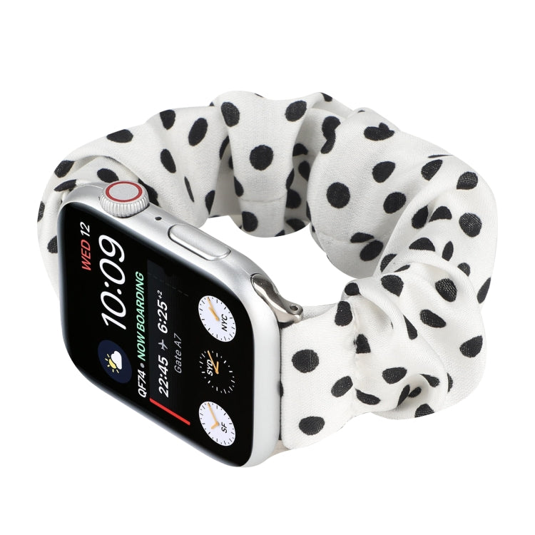 Dots Hair Ring Cloth Watch Band For Apple Watch Series 9&8&7 41mm / SE 3&SE 2&6&SE&5&4 40mm / 3&2&1 38mm(White) by bashfashion