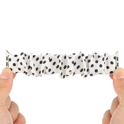 Dots Hair Ring Cloth Watch Band For Apple Watch Series 9&8&7 41mm / SE 3&SE 2&6&SE&5&4 40mm / 3&2&1 38mm(White) by bashfashion