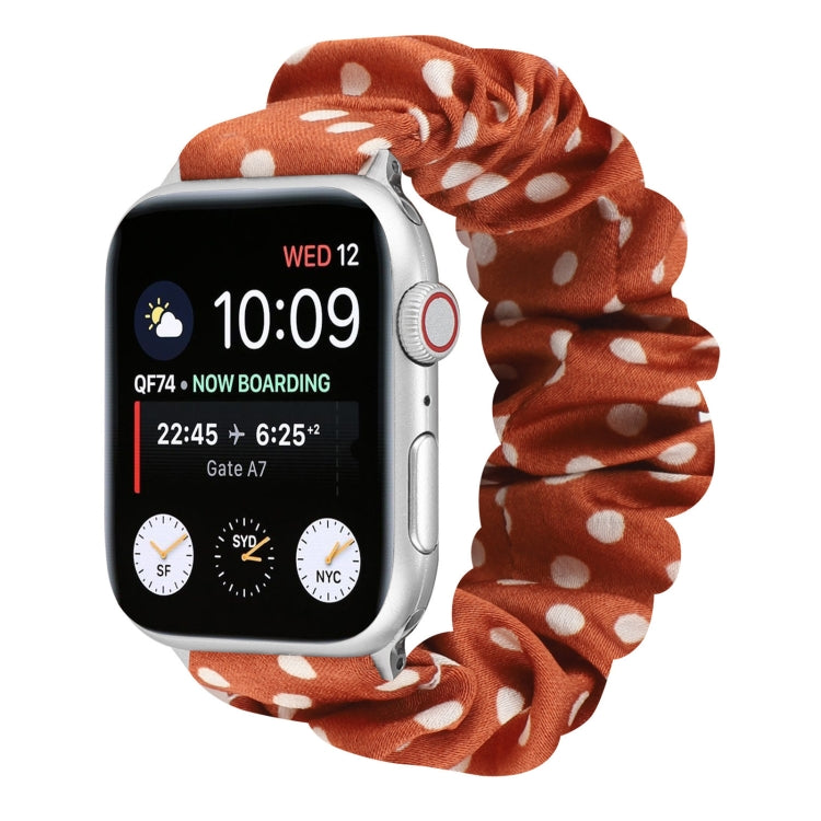 Dots Hair Ring Cloth Watch Band For Apple Watch Series 9&8&7 41mm / SE 3&SE 2&6&SE&5&4 40mm / 3&2&1 38mm(Orange) by bashfashion