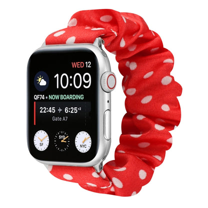 Dots Hair Ring Cloth Watch Band For Apple Watch Series 9&8&7 41mm / SE 3&SE 2&6&SE&5&4 40mm / 3&2&1 38mm(Red) by bashfashion