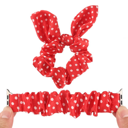 Dots Hair Ring Cloth Watch Band For Apple Watch Series 9&8&7 41mm / SE 3&SE 2&6&SE&5&4 40mm / 3&2&1 38mm(Red) by bashfashion