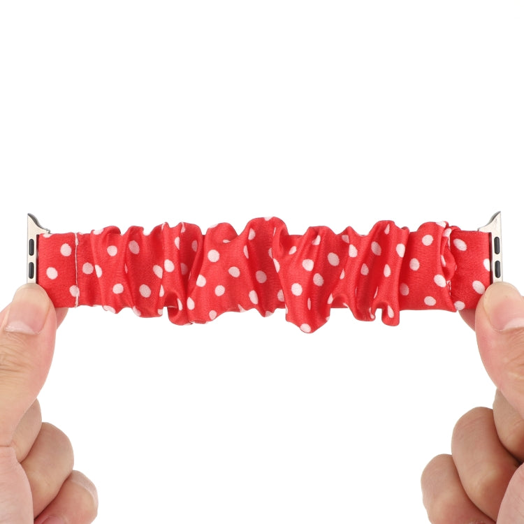Dots Hair Ring Cloth Watch Band For Apple Watch Series 9&8&7 41mm / SE 3&SE 2&6&SE&5&4 40mm / 3&2&1 38mm(Red) by bashfashion