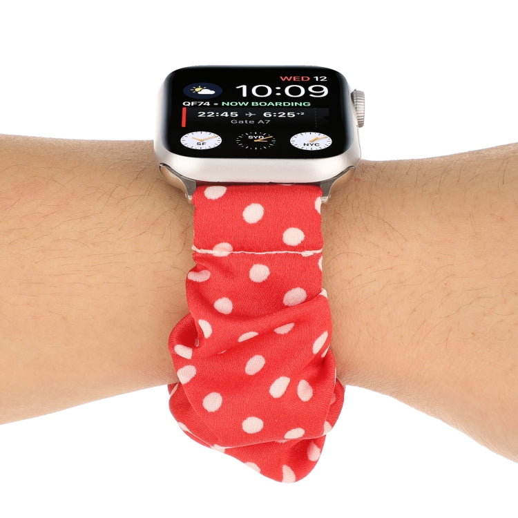 Dots Hair Ring Cloth Watch Band For Apple Watch Series 9&8&7 41mm / SE 3&SE 2&6&SE&5&4 40mm / 3&2&1 38mm(Red) by bashfashion