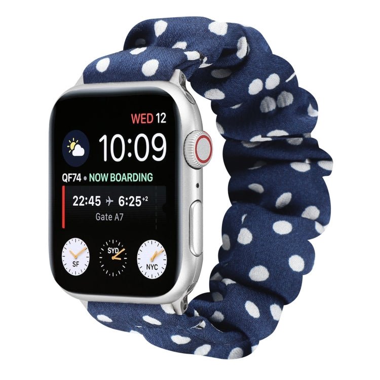 Dots Hair Ring Cloth Watch Band For Apple Watch Series 9&8&7 41mm / SE 3&SE 2&6&SE&5&4 40mm / 3&2&1 38mm(Royal Blue) by bashfashion
