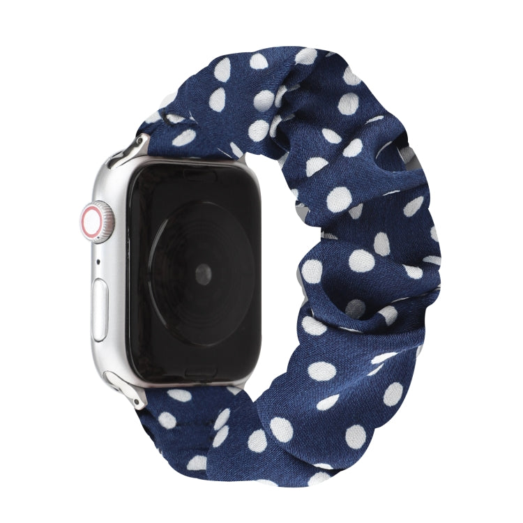 Dots Hair Ring Cloth Watch Band For Apple Watch Series 9&8&7 41mm / SE 3&SE 2&6&SE&5&4 40mm / 3&2&1 38mm(Royal Blue) by bashfashion