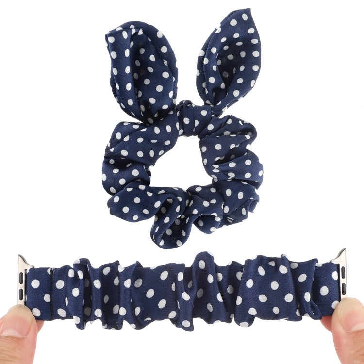 Dots Hair Ring Cloth Watch Band For Apple Watch Series 9&8&7 41mm / SE 3&SE 2&6&SE&5&4 40mm / 3&2&1 38mm(Royal Blue) by bashfashion