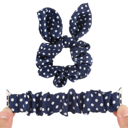 Dots Hair Ring Cloth Watch Band For Apple Watch Series 9&8&7 41mm / SE 3&SE 2&6&SE&5&4 40mm / 3&2&1 38mm(Royal Blue) by bashfashion