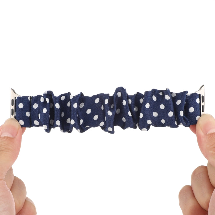Dots Hair Ring Cloth Watch Band For Apple Watch Series 9&8&7 41mm / SE 3&SE 2&6&SE&5&4 40mm / 3&2&1 38mm(Royal Blue) by bashfashion