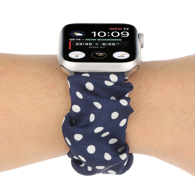 Dots Hair Ring Cloth Watch Band For Apple Watch Series 9&8&7 41mm / SE 3&SE 2&6&SE&5&4 40mm / 3&2&1 38mm(Royal Blue) by bashfashion