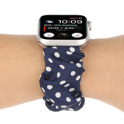 Dots Hair Ring Cloth Watch Band For Apple Watch Series 9&8&7 41mm / SE 3&SE 2&6&SE&5&4 40mm / 3&2&1 38mm(Royal Blue) by bashfashion