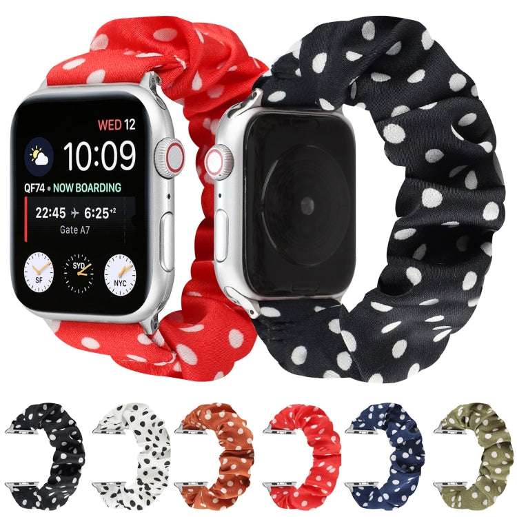 Dots Hair Ring Cloth Watch Band For Apple Watch Series 9&8&7 41mm / SE 3&SE 2&6&SE&5&4 40mm / 3&2&1 38mm(Royal Blue) by bashfashion