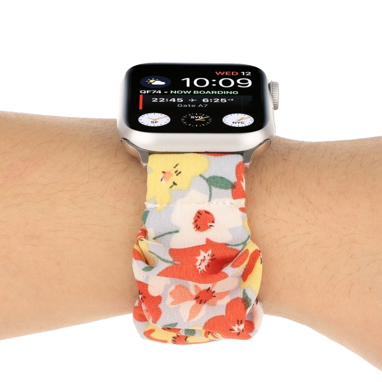 Butterfly Pattern Hair Ring Cloth Watch Band For Apple Watch Ultra 49mm&Watch Ultra 2 49mm / Series 9&8&7 45mm / SE 3&SE 2&6&SE&5&4 44mm / 3&2&1 42mm(O) by bashfashion