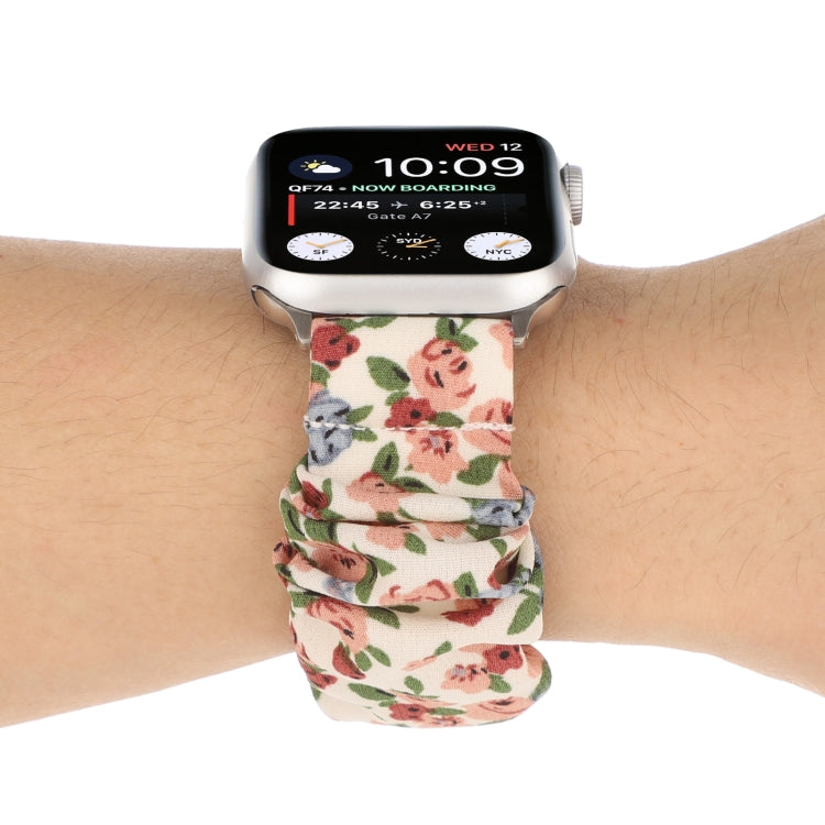 Butterfly Pattern Hair Ring Cloth Watch Band For Apple Watch Ultra 49mm&Watch Ultra 2 49mm / Series 9&8&7 45mm / SE 3&SE 2&6&SE&5&4 44mm / 3&2&1 42mm(S) by bashfashion