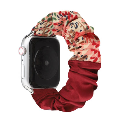 Butterfly Pattern Hair Ring Cloth Watch Band For Apple Watch Series 9&8&7 41mm / SE 3&SE 2&6&SE&5&4 40mm / 3&2&1 38mm(A) by bashfashion
