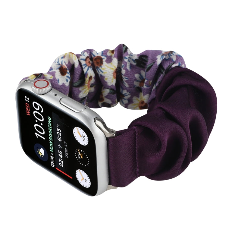 Butterfly Pattern Hair Ring Cloth Watch Band For Apple Watch Series 9&8&7 41mm / SE 3&SE 2&6&SE&5&4 40mm / 3&2&1 38mm(F) by bashfashion