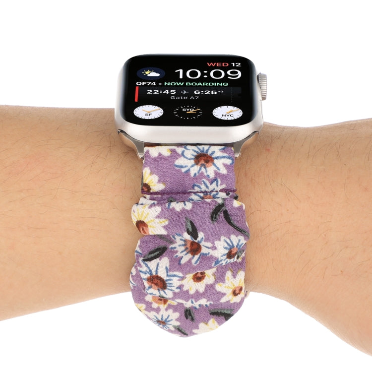 Butterfly Pattern Hair Ring Cloth Watch Band For Apple Watch Series 9&8&7 41mm / SE 3&SE 2&6&SE&5&4 40mm / 3&2&1 38mm(F) by bashfashion